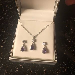 Purple peridot necklace and earring set